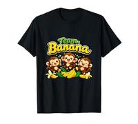 Team Banana Kawaii Chibi Monkeys Saltando Bananas Camiseta