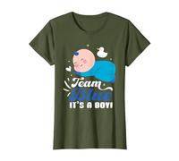Team Blue It's A Boy - Revela de género para bebé Camiseta, Mujer, Verde Oliva, M