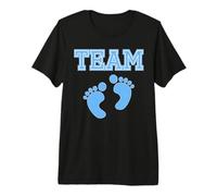 Team Boy Baby Shower revelación de género Fiesta Azul pies de bebé Lindo Camiseta Premium