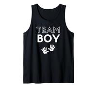 Team Boy Hands Gender Reveal Baby Shower Party Azul Camiseta sin Mangas
