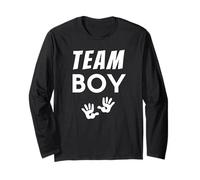 Team Boy Hands Gender Reveal Baby Shower Party Azul Manga Larga