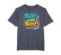 Team Boy Oh Boy! Tema de Deportes y Aventura lúdicos Camiseta, Hombre Tallas Grandes, Azul Jaspeado, 2X Alto