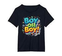 Team Boy Oh Boy! Tema de Deportes y Aventura lúdicos Camiseta, Mujer Tallas Grandes, Negro, 1XL Grande