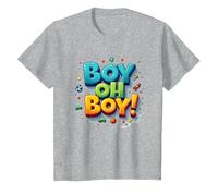 Team Boy Oh Boy! Tema de Deportes y Aventura lúdicos Camiseta, Niños, Gris Jaspeado, 2 años