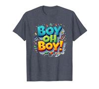 Team Boy Oh Boy! Tema lúdico de Deportes y Aventuras Camiseta, Hombre, Azul Jaspeado, 3XL