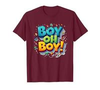 Team Boy Oh Boy! Tema lúdico de Deportes y Aventuras Camiseta, Hombre, Granate, L