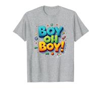 Team Boy Oh Boy! Tema lúdico de Deportes y Aventuras Camiseta, Hombre, Gris Jaspeado, XXL