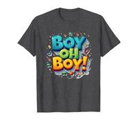 Team Boy Oh Boy! Tema lúdico de Deportes y Aventuras Camiseta, Hombre, Jaspeado Oscuro, XL