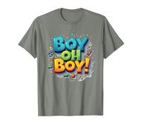 Team Boy Oh Boy! Tema lúdico de Deportes y Aventuras Camiseta, Hombre, Verde Militar Jaspeado, XL