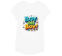 Team Boy Oh Boy! Tema lúdico de Deportes y Aventuras Camiseta, Niñas, Blanco, L
