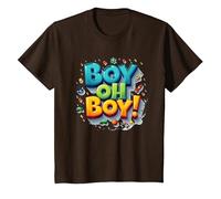 Team Boy Oh Boy! Tema lúdico de Deportes y Aventuras Camiseta, Niños, Marrón, 8 años