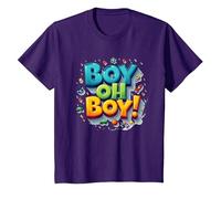 Team Boy Oh Boy! Tema lúdico de Deportes y Aventuras Camiseta, Niños, Morado, 12 años