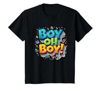 Team Boy Oh Boy! Tema lúdico de Deportes y Aventuras Camiseta, Niños, Negro, 3 años