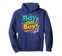Team Boy Oh Boy! Tema lúdico de Deportes y Aventuras Sudadera con Capucha, Unisex para Adultos, Azul Marino, L