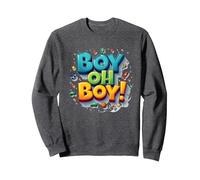 Team Boy Oh Boy! Tema lúdico de Deportes y Aventuras Sudadera, Unisex para Adultos, Jaspeado Oscuro, L