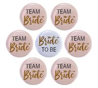 Team Bride, JGA Buttons, JGA Accessoires Frauen Buttons anstecker Junggesellinnenabschied Accessoires und Hochzeitsfeier Party Polterabend (Pink, 7 Stücke)