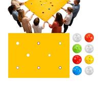 Team Building Tarp Game with 8 Balls - Polyester 200x145cm Cooperative Learning Activity - Hole Sheet Canvas For Group Exercises - Outdoor Teamwork Toy