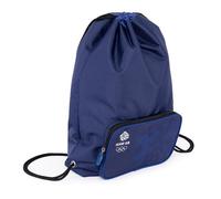 Team GB - Bolsa de gimnasio con cordón y bolsillo frontal con cremallera, producto oficial del equipo olímpico de Gran Bretaña, saco de natación y polietileno azul para escuela y deportes