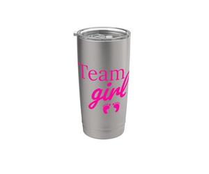 Team Girl Pink Baby Shower Gender Reveal Party Vaso térmico de acero inoxidable de doble pared