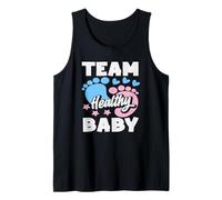 Team Healthy Baby - Fiesta de revelación de género, Color Rosa Neutro y Azul Camiseta sin Mangas