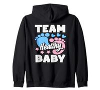 Team Healthy Baby - Fiesta de revelación de género, Color Rosa Neutro y Azul Sudadera con Capucha