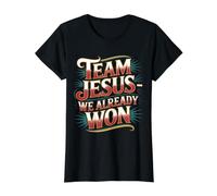 Team Jesus We Already Won Spiritual Winner Victory - Camiseta gráfica económica, Mujer, Negro, XS