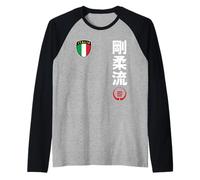 Team Karate Goju Ryu Italy Flag Kanji Japanese Martial Arts Camiseta Manga Raglan