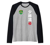Team Karate Shorin Ryu Brazil Flag Japanese Martial Arts Camiseta Manga Raglan