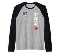 Team Karate Shorin Ryu USA Flag Japanese Martial Arts Camiseta Manga Raglan