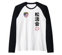 Team Karate Shotokai USA Flag Kanji Japanese Martial Arts Camiseta Manga Raglan
