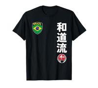 Team Karate Wado Ryu Brazil Flag Kanji Japanese Martial Arts Camiseta