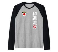 Team Karate Wado Ryu Japan Flag Kanji Japanese Martial Arts Camiseta Manga Raglan