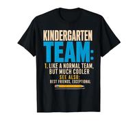 Team Kindergarten Back to School Teachers Students Camiseta gráfica económica, Hombre, Negro, XL