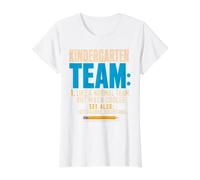 Team Kindergarten Back to School Teachers Students Camiseta gráfica económica, Mujer, Blanco, XL