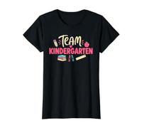 Team Kindergarten Back to School Teachers Students Camiseta gráfica económica, Mujer, Negro, L