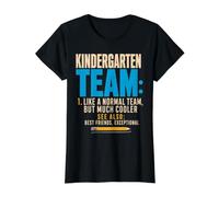 Team Kindergarten Back to School Teachers Students Camiseta gráfica económica, Mujer, Negro, S