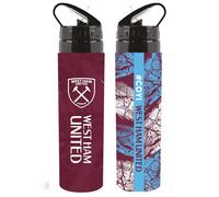 Hy-Pro Botella de aluminio con licencia oficial del West Ham United F.C., 750 ml, pajita plegable integrada, a prueba de fugas, ligera, gran idea de regalo de fútbol