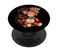 Team Punch Baby Monkey Trendy Japan Meme Cute Monkey Lover PopSockets PopGrip Adhesivo