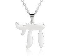 TEAMER Acero inoxidable Chai Símbolo Collar Estrella de David Colgante Hebreo Bendición Judía Amuleto Joyería Para Mujeres Hombres (Collar Símbolo Chai - Plata)