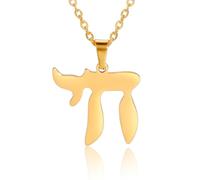 TEAMER Acero inoxidable Chai Símbolo Collar Estrella de David Colgante Hebreo Bendición Judía Amuleto Joyería Para Mujeres Hombres (Collar Símbolo Chai - Oro)