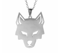 TEAMER acero inoxidable hueco lobo collar solitario aullido lobo collar de animales Punk Vintage Joyas Para Mujeres (Estilo 1 - Plata)