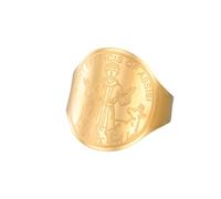 TEAMER Anillo ajustable de San Francisco de Asís Anillo del Santo Patrón de los Animales y la Naturaleza joyería católica Medalla de acero inoxidable para proteger a las mascotas de Francisco (Oro)
