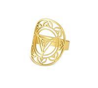 TEAMER Anillo de loto de tamaño variable, anillo de punto y coma de acero inoxidable, anillo de símbolo Om para meditación de Yoga, joyería inspiradora para mujeres, adolescentes y niñas (Loto 4- Oro)