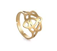 TEAMER Anillo de nudo de brujas, anillo de nudo de amor celta de brujería de acero inoxidable para mujer, colgante de nudo celta geométrico, joyería Vintage (Nudo Corazón Celta -Oro)
