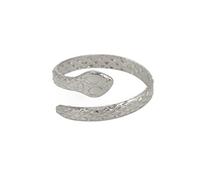 TEAMER Anillo de serpiente de acero inoxidable ajustable dedo Anillo de serpiente Anillo de apilamiento Punk Serpiente Animal Joyería Para Mujeres (Estilo 4 -Plata, Ajustable)