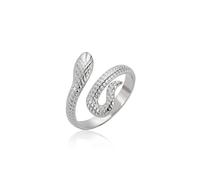 TEAMER Anillo de serpiente de acero inoxidable ajustable dedo Anillo de serpiente Anillo de apilamiento Punk Serpiente Animal Joyería Para Mujeres (Estilo 3 -Plata, Ajustable)