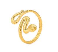 TEAMER Anillo de serpiente de acero inoxidable ajustable dedo Anillo de serpiente Anillo de apilamiento Punk Serpiente Animal Joyería Para Mujeres (Estilo 2 -Oro, Ajustable)