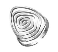 TEAMER Anillo Laberinto Irregular Acero inoxidable ajustable geométrica espiral abierta anillos de dedo exagerada joyería punk para las mujeres niñas (Estilo 1 - Plata)
