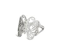 TEAMER Anillo Pentagrama Mariposa Acero Inoxidable Anillo Pentagrama Celta Wicca Pagan Amuleto Joyas Para Mujeres Hombres (7, Estilo 2 - Plata)