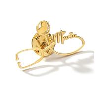 TEAMER Broche de Estetoscopio con Nombre Personalizado Broche de Estetoscopio de acero inoxidable Personalizado para Graduación Médica para Enfermeras y Médicos (Oro)